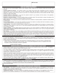 Form 735-268 Application for Registration, Renewal, Replacement or Transfer of Plates and/or Stickers - Oregon, Page 2