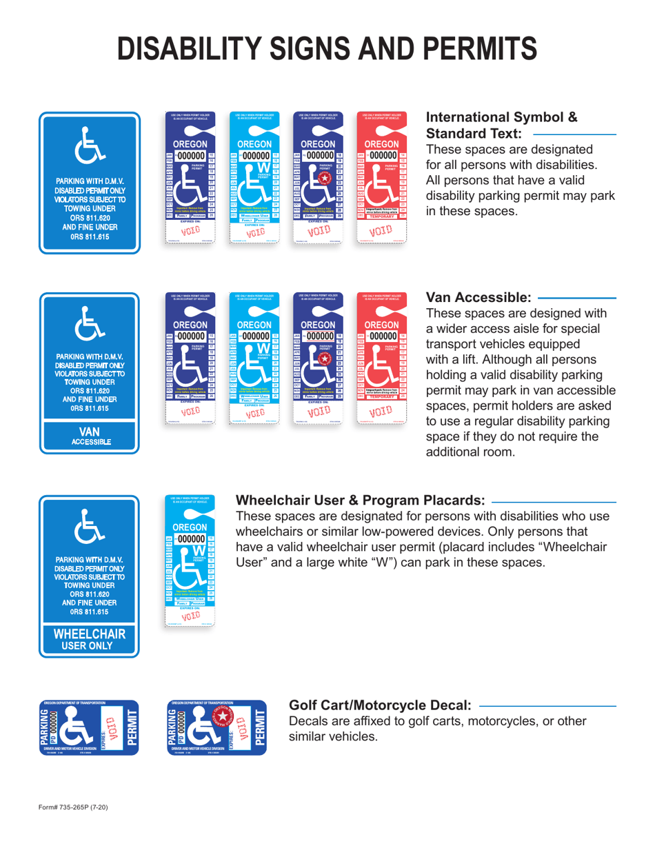 Form 735-265 Disability Parking Permit Application for Individuals - Oregon, Page 4