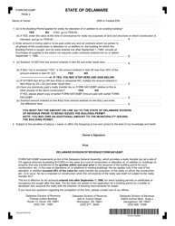Form 5401(8)BP State of Delaware Realty Transfer Tax Declaration for Building Permit - Delaware, Page 2