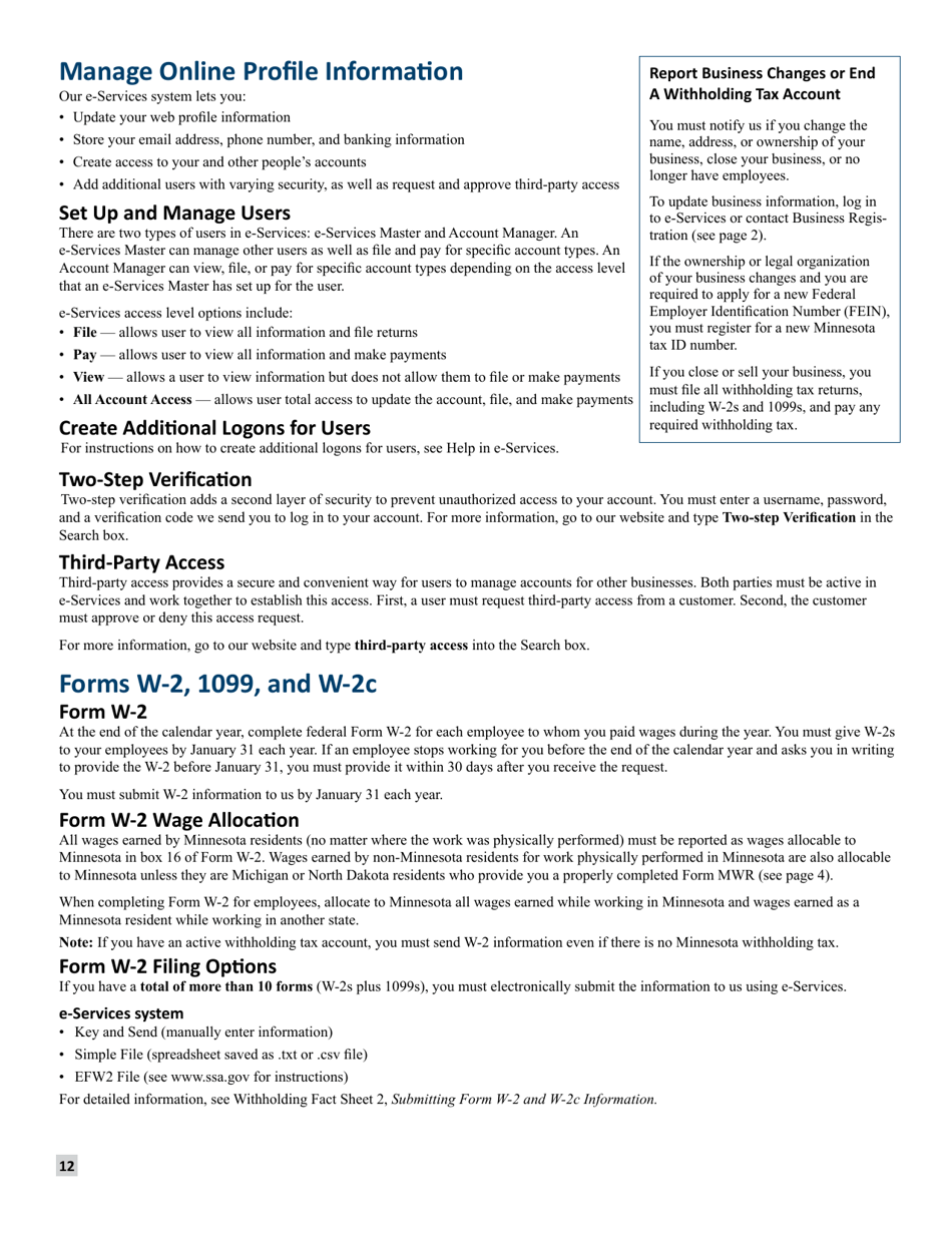 Minnesota Income Tax Withholding - Minnesota, Page 12