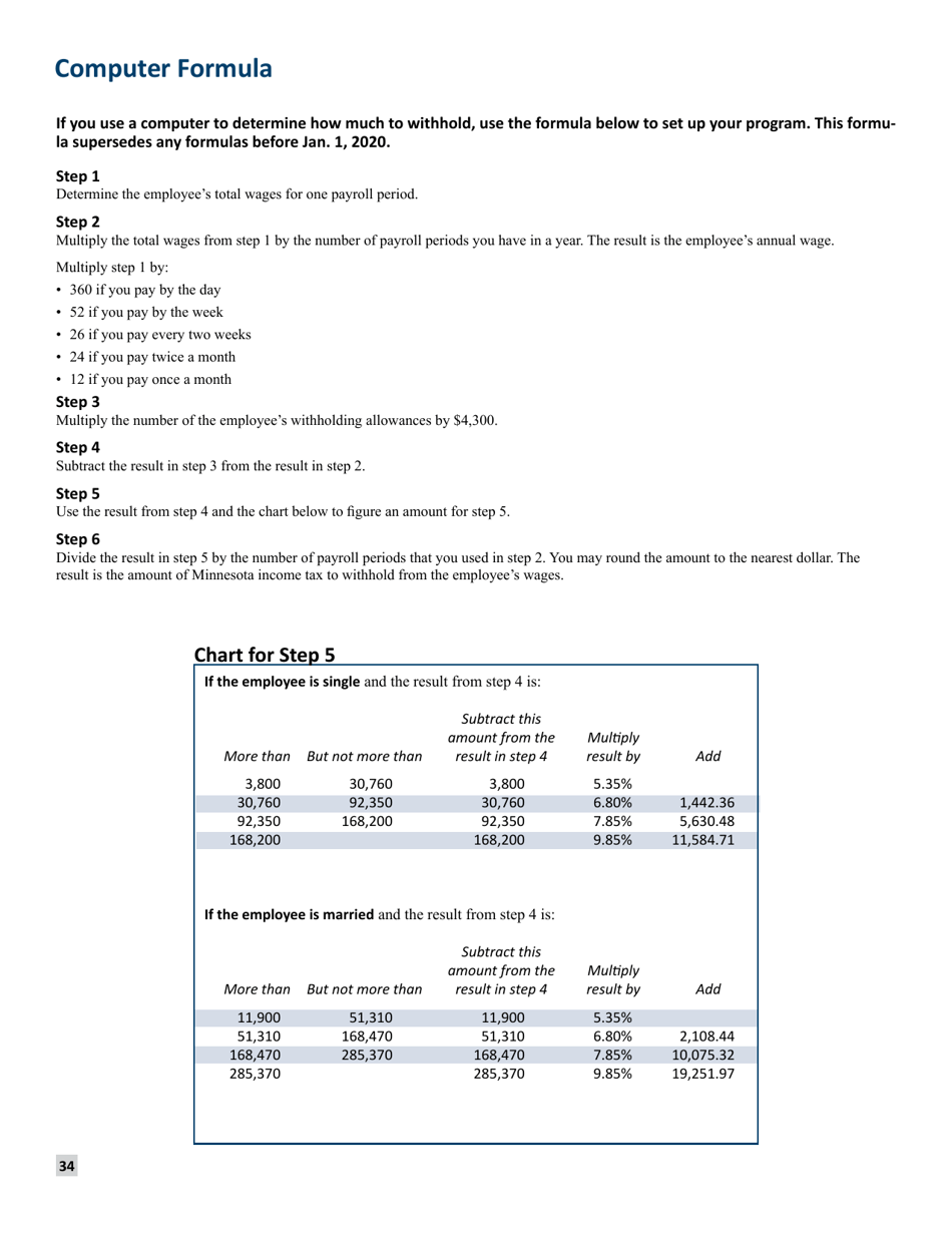Minnesota Income Tax Withholding - Minnesota, Page 34