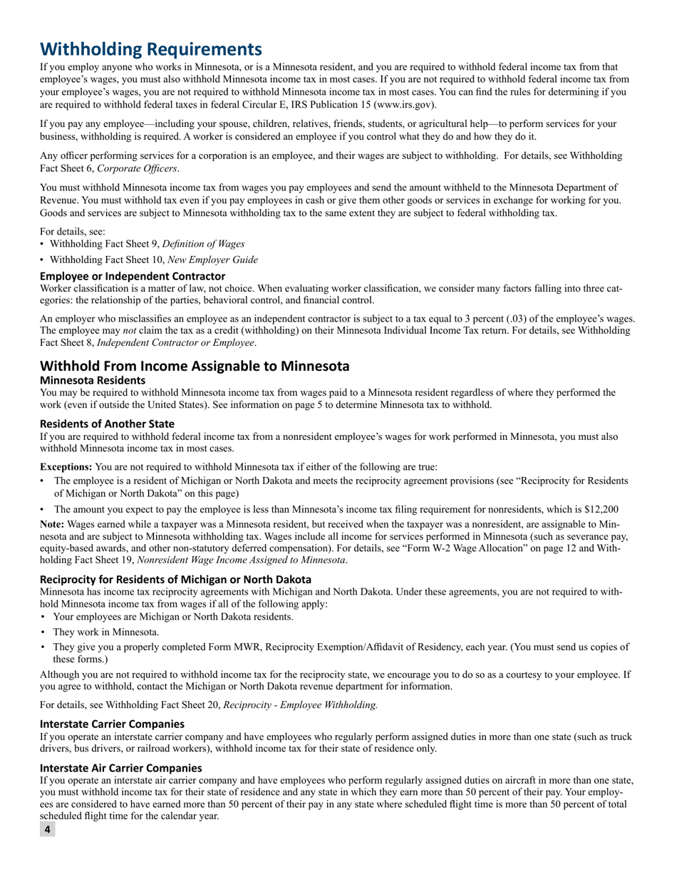 Minnesota Income Tax Withholding - Minnesota, Page 4