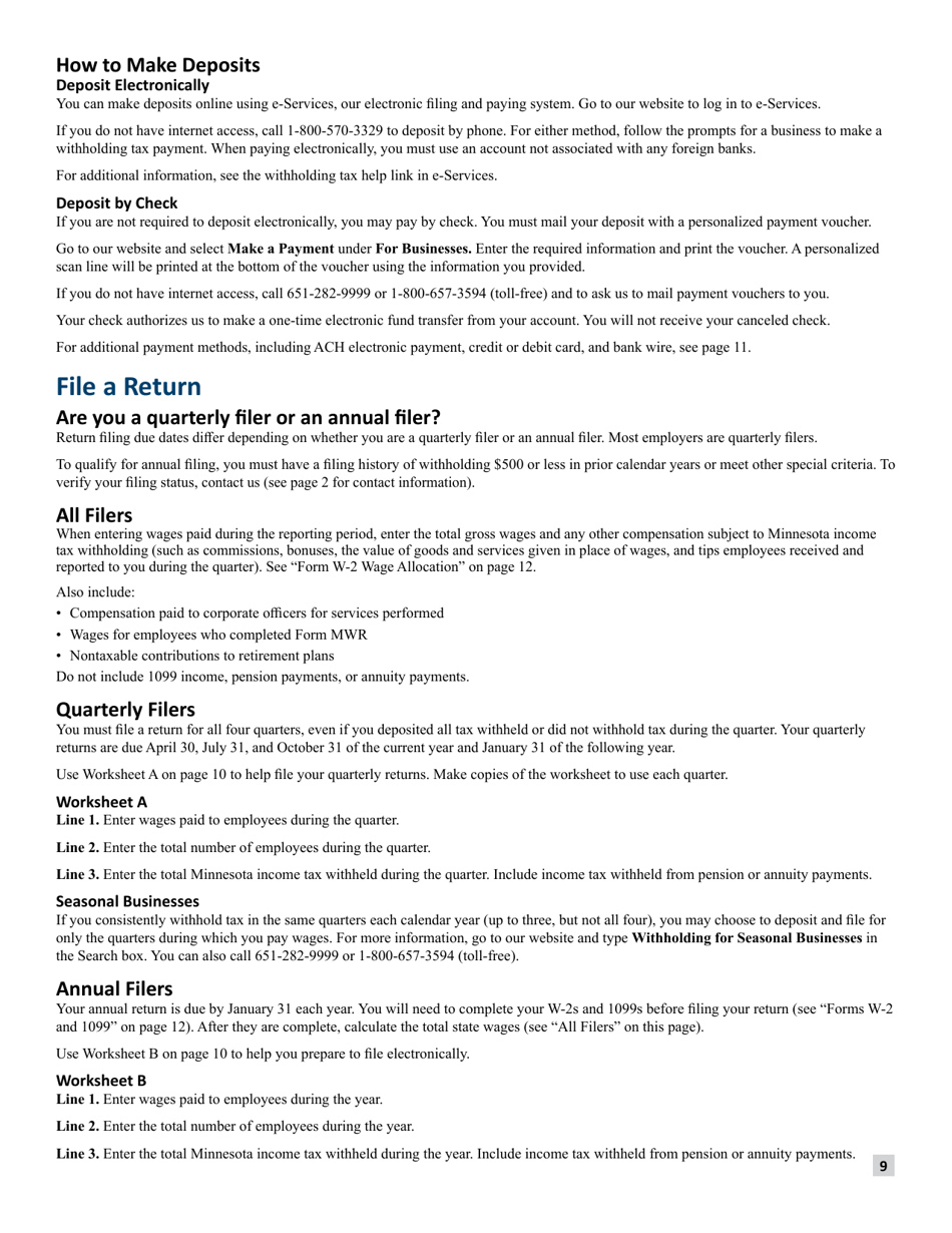 Minnesota Income Tax Withholding - Minnesota, Page 9
