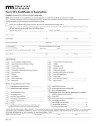 Form ST3 Certificate of Exemption - Minnesota