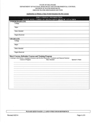 Application to Obtain a Class D (Soil Scientist) on-Site License - Delaware, Page 4