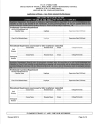 Application to Obtain a Class D (Soil Scientist) on-Site License - Delaware, Page 6