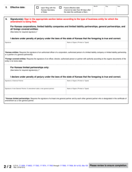 Form BEA Business Entity Certificate of Amendment - Kansas, Page 4