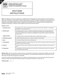Form DPA51-04 Professional Association Articles of Incorporation - Kansas, Page 2
