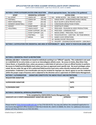 USAFA Form 47 Application for Air Force Academy Intercollegiate Sport Credentials, Page 2
