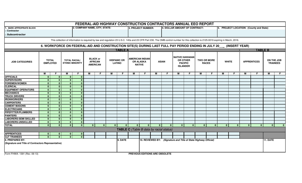 Form FHWA1391 Fill Out, Sign Online and Download Printable PDF Templateroller
