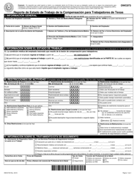 Document preview: Formulario DWC073S Reporte De Estado De Trabajo De La Compensacion Para Trabajadores De Texas - Texas (Spanish)