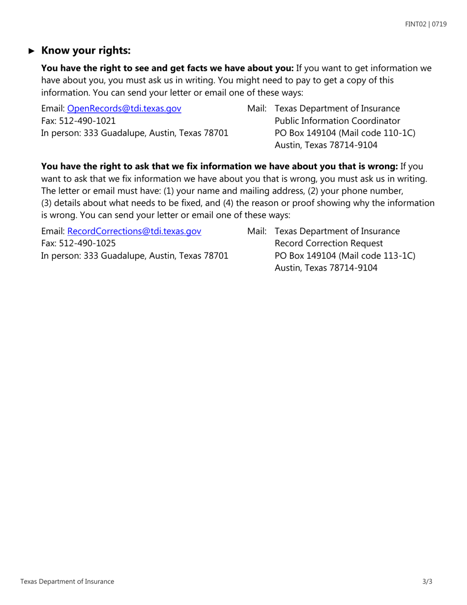 Form FINT02 Escrow Officer License Renewal Application - Texas, Page 3