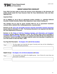 Document preview: Form LAC001 Group Annuities Checklist - Texas
