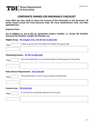 Form LAC009 Corporate Owned Life Insurance Checklist - Texas