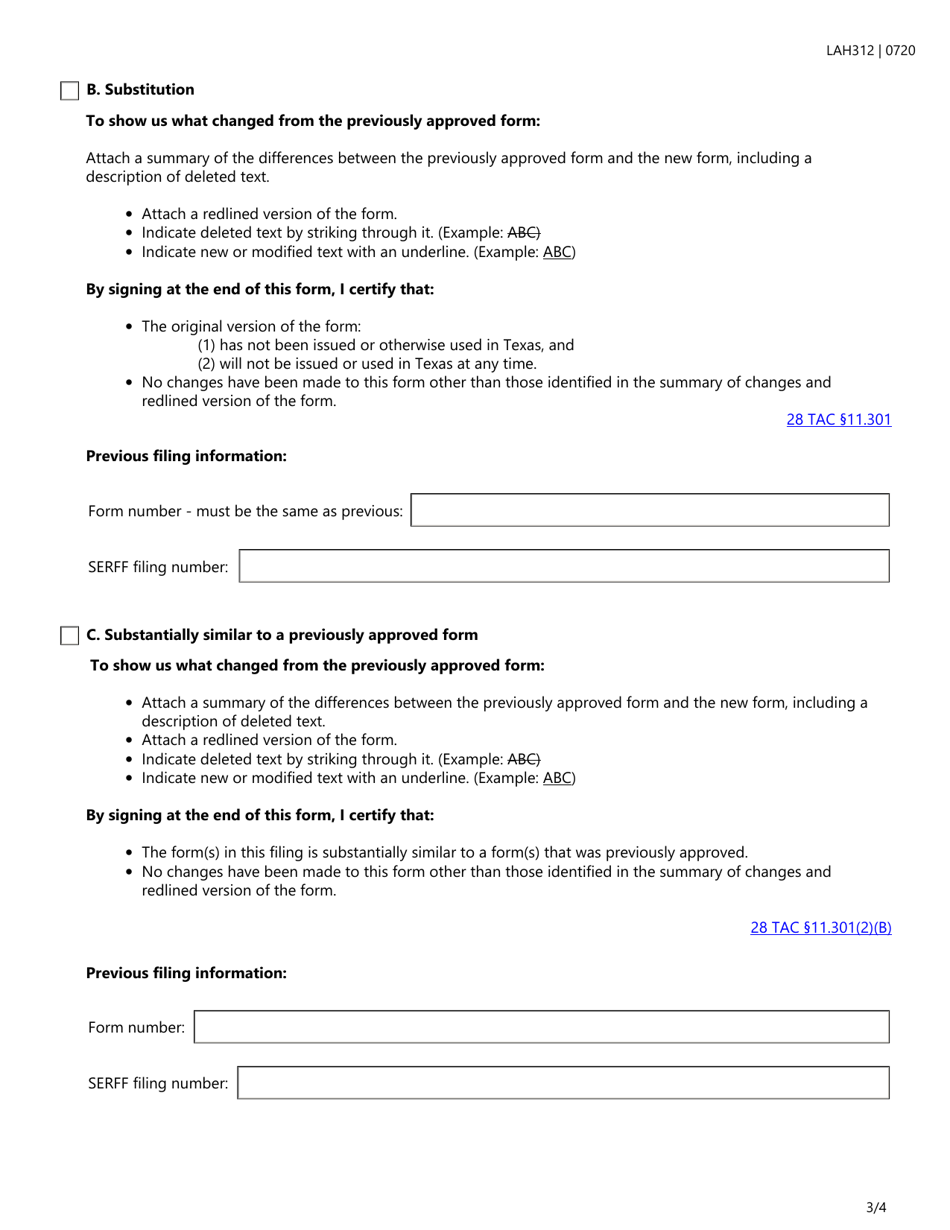 Form LAH312 HMO Transmittal Checklist and Certification Form - Texas, Page 3