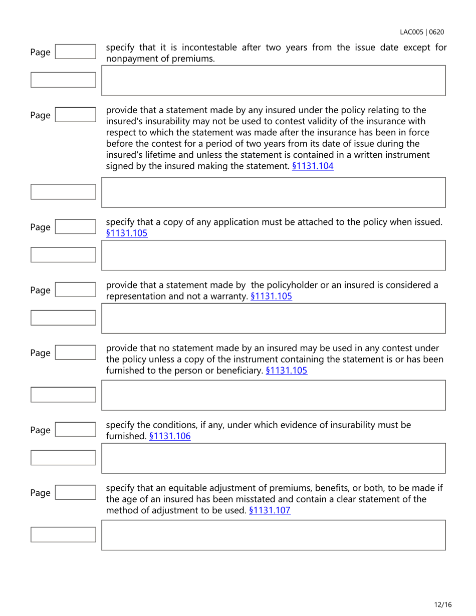 Form LAC005 Group Life Insurance Checklist - Texas, Page 12
