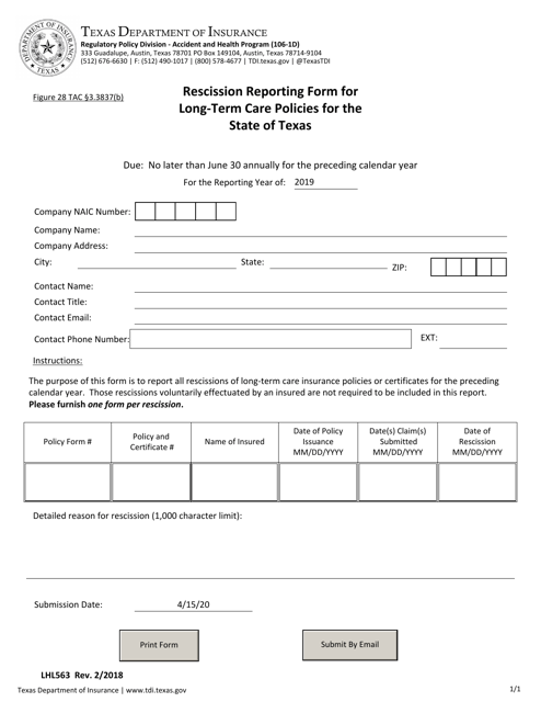 Form LHL563  Printable Pdf
