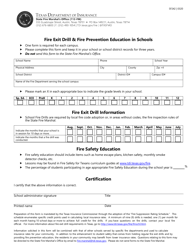Document preview: Form SF242 Fire Exit Drill & Fire Prevention Education in Schools - Texas