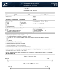 Document preview: Form ROW-U-UAWS Utility Assignment Work Sheet Pre-highway Letting - Texas