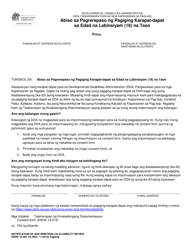 DSHS Form 10-582 Notification of Age 19 Eligibility Review - Washington (Tagalog)