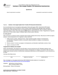 DSHS Form 10-582 Notification of Age (19) Eligibility Review - Washington (Kirundi)