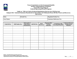 Form OP-UA45 (TCEQ-10246) Surface Impoundment Attributes - Texas, Page 39