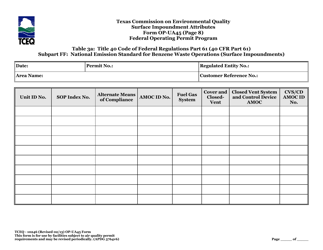 Form OP-UA45 (TCEQ-10246) Surface Impoundment Attributes - Texas, Page 41