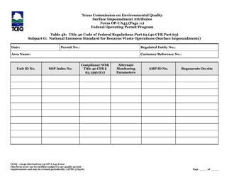 Form OP-UA45 (TCEQ-10246) Surface Impoundment Attributes - Texas, Page 44