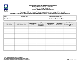 Form OP-UA45 (TCEQ-10246) Surface Impoundment Attributes - Texas, Page 45