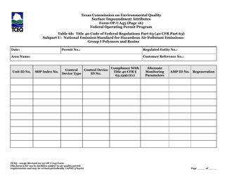Form OP-UA45 (TCEQ-10246) Surface Impoundment Attributes - Texas, Page 49