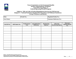 Form OP-UA45 (TCEQ-10246) Surface Impoundment Attributes - Texas, Page 50
