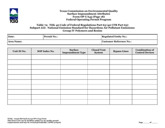 Form OP-UA45 (TCEQ-10246) Surface Impoundment Attributes - Texas, Page 51