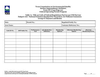 Form OP-UA45 (TCEQ-10246) Surface Impoundment Attributes - Texas, Page 53