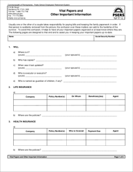 Form PSRS-1012 Vital Papers and Other Important Information - Pennsylvania