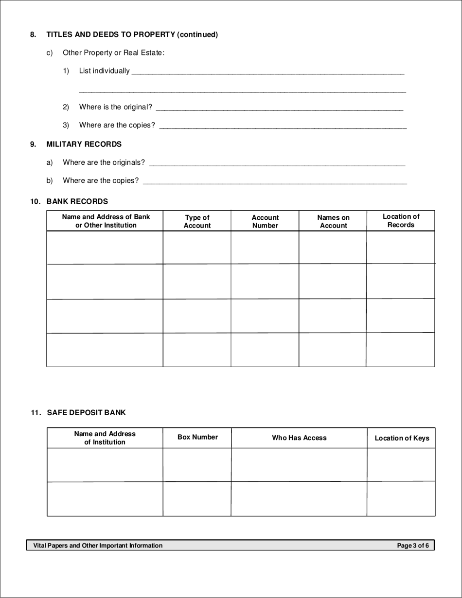 Form PSRS-1012 Vital Papers and Other Important Information - Pennsylvania, Page 3