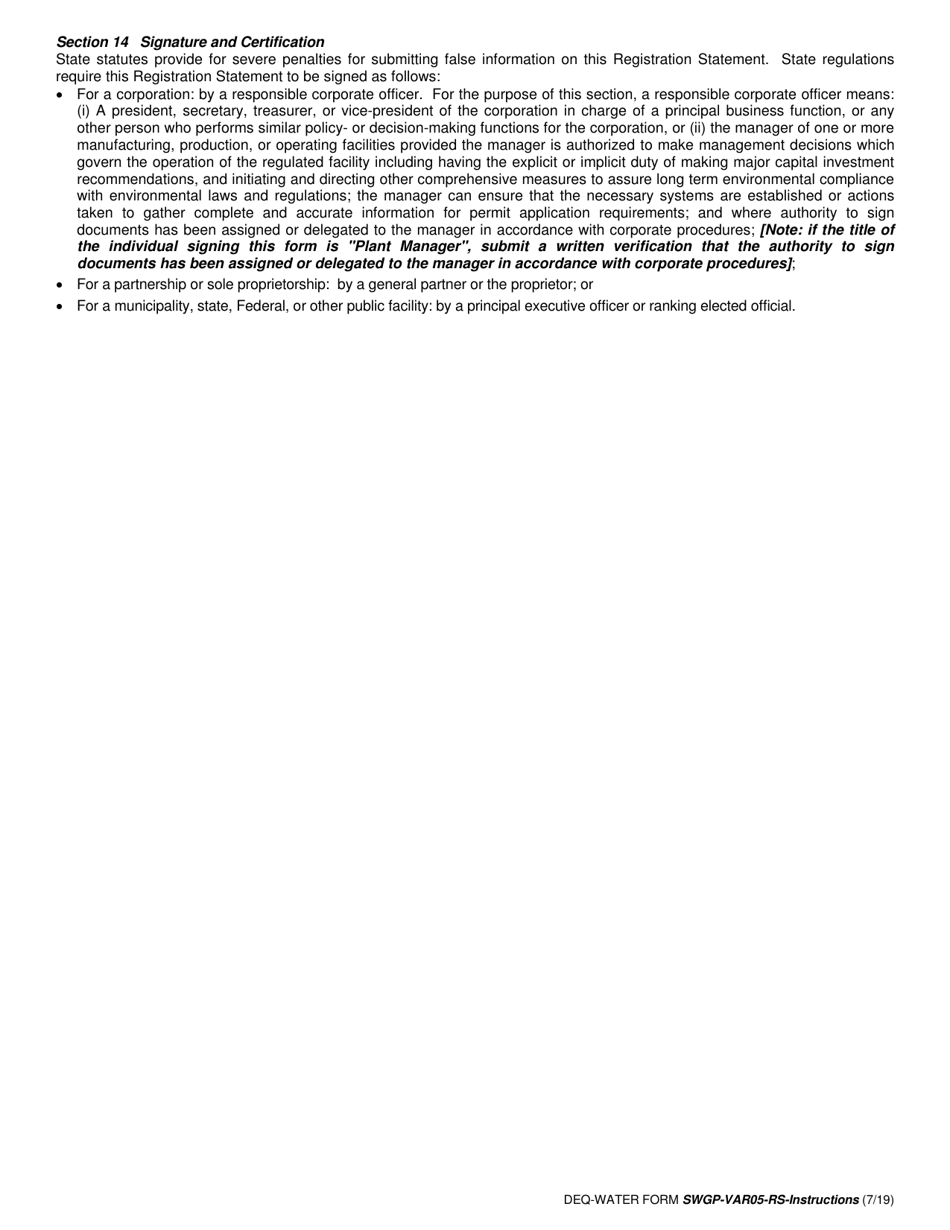 DEQ-WATER Form SWGP-VAR-05-RS General Permit for Stormwater Discharges Associated With Industrial Activity (Var05) Registration Statement - Virginia, Page 8
