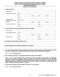DEQ-WATER Form NMMMGP - VAG84-RS General Permit for Nonmetallic Mineral Mining (Var84) Registration Statement - Virginia