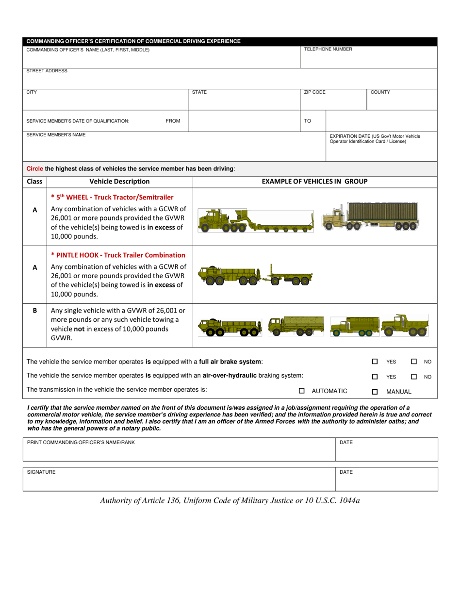 Application For Military Cdl Skills Test Waiver Fill Out Sign Online And Download Pdf 4366