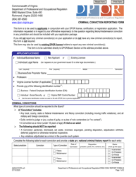 Document preview: Form A406-01CCR-VS3 Criminal Conviction Reporting Form - Virginia