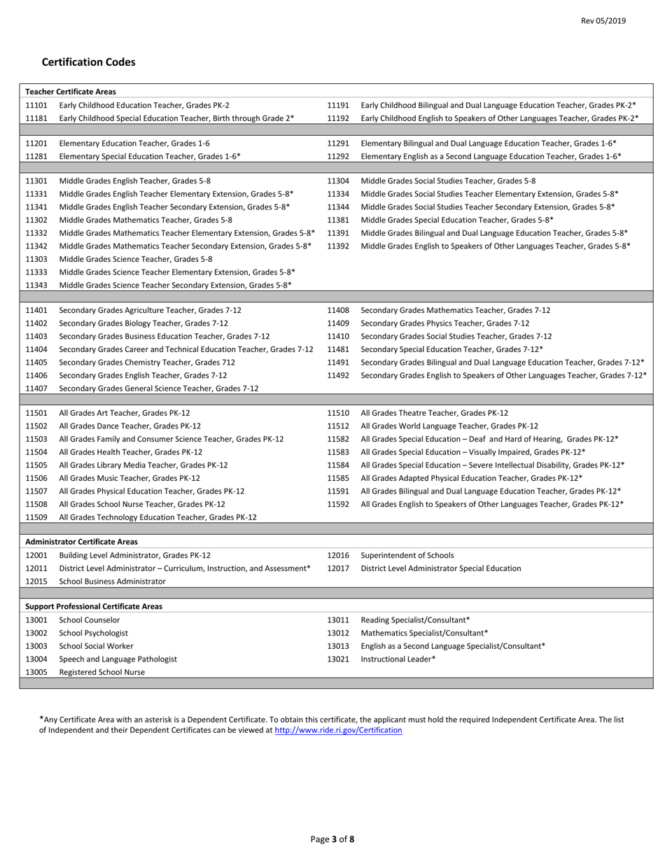 Rhode Island Educator Certification - General Application Form - Rhode Island, Page 3