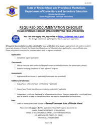 Document preview: Rhode Island Educator Certification - General Application Form - Rhode Island