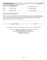 Temporary Initial Educator Certificate Application Form - Rhode Island, Page 7