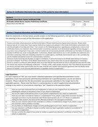 Rhode Island Educator Certification - School Nurse Teacher Preliminary Certificate Application Form - Rhode Island, Page 6