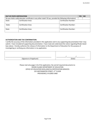 Rhode Island Educator Certification - School Nurse Teacher Preliminary Certificate Application Form - Rhode Island, Page 7