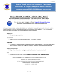 Document preview: Rhode Island Educator Certification - School Nurse Teacher Preliminary Certificate Application Form - Rhode Island