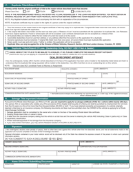 Form TR-2 (TR-9) Application for Title - Rhode Island, Page 2