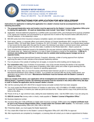 Document preview: Application for Motor Vehicle Dealer's License - Rhode Island
