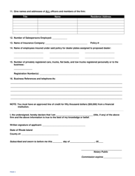 Application for Motor Vehicle Dealer&#039;s License - Rhode Island, Page 3