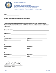 Application for Motor Vehicle Dealer&#039;s License - Rhode Island, Page 9
