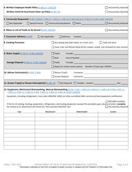 DHEC Form 1769 Retail Food Establishment Application &amp; Permit Document - South Carolina, Page 2